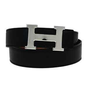 Hermes Black Box Calf Constance Reversible Belt #80 Small Good □F 49 165546